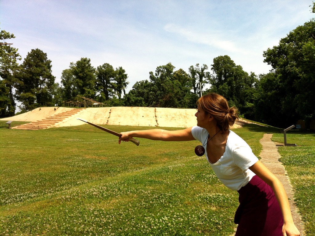 As demonstrated here by Kiran Riar from C.H. Nash Museum at the Chucalissa mound site. Photo credit: ILoveMemphis via Flickr