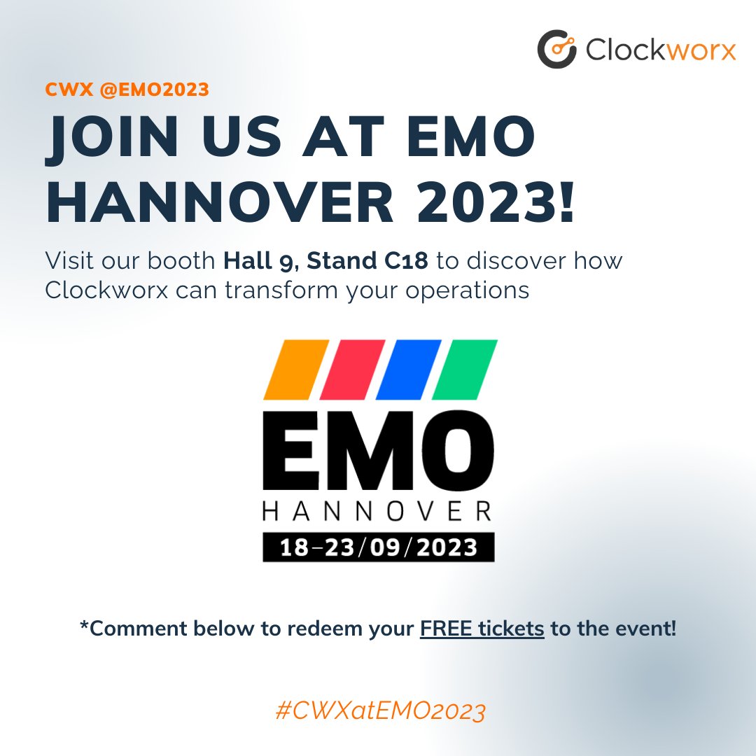 We counting the days! how about you?

Redeem your free ticket with us! 

#EMO2023 #CWXatEMO2023 #clockworxsolutions #orchestration #integration #solution