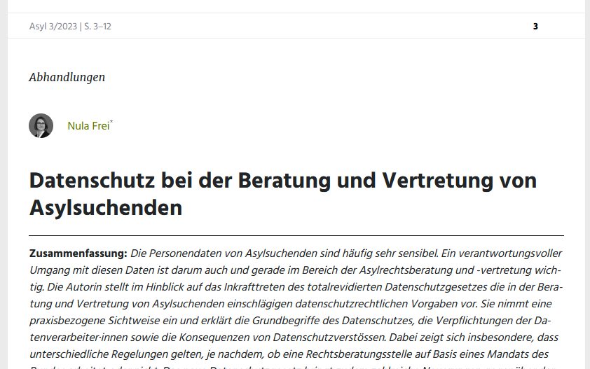 ✍️Fast niemand muss so viele Daten von sich preisgeben wie Asylsuchende. 

🔎Und kaum je haben so viele Behörden Zugriff auf diese Daten wie im Asylbereich. 

🆕Mein Beitrag zum Datenschutz in der Asylberatung in der Zeitschrift ASYL: tinyurl.com/2s849kb9