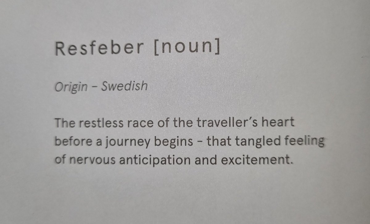 TravelCaptures_'s tweet photo. Did you know there is a special word in Swedish for that great feeling of anticipation before a journey or a #travel?
Learned it in a tiny brochure included with a suitcase we bought for our next month's trip!🧳 https://t.co/Zr0lpTff31