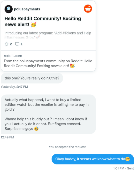 poluspayments's tweet photo. We love our #community and are happy for any of your requests😋

It seems to us that we will help our friend to buy a #watch for #gold 🔥

#WatchForGoldChallenge

Do you think we can find anything👇 https://t.co/0a2QfYLseM