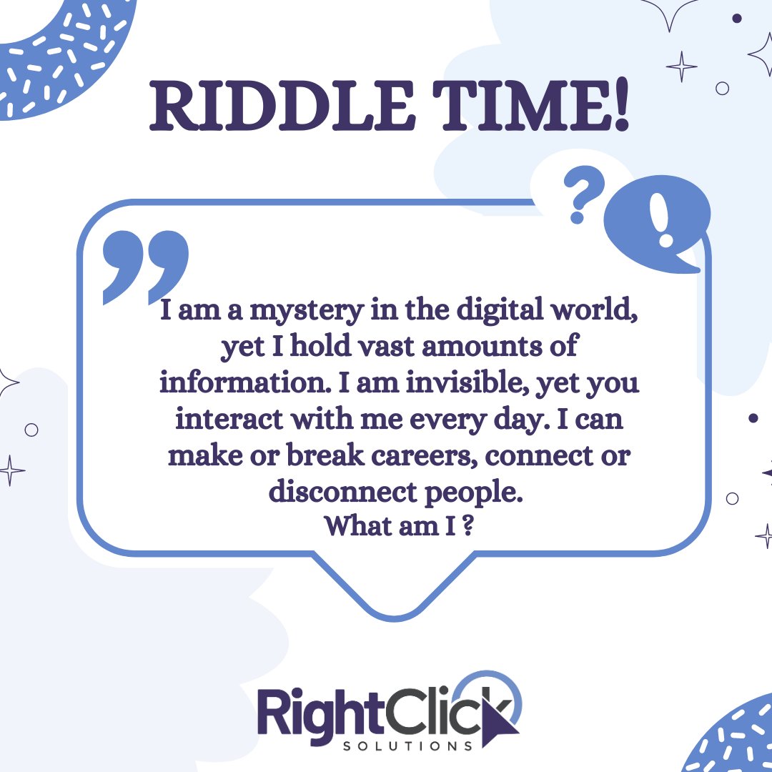 rightclicksng's tweet image. 🔍🧩 Unlock the Digital Enigma! Can you decipher this tech-themed riddle? 🕵️‍♂️💡 Challenge your inner techie, share your answer below, and stand a chance to be hailed as our Digital Riddle Master! Ready, set, decode! 💻🔐 #TechRiddleChallenge #DecodeToWin