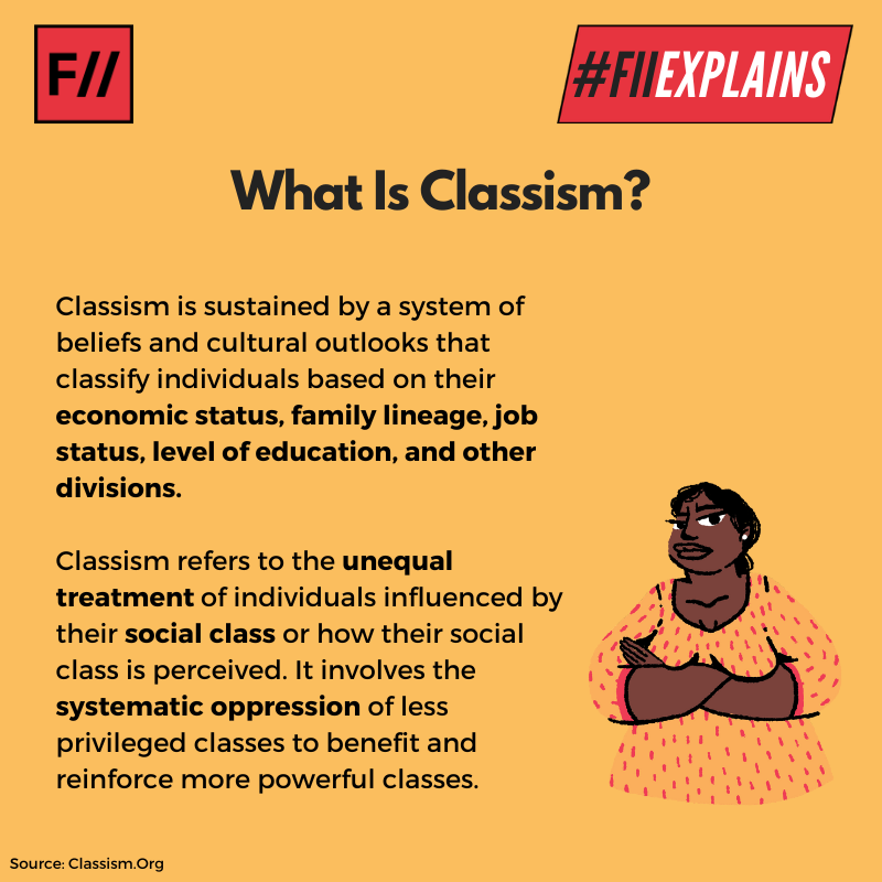 FeminismInIndia's tweet photo. #FIIExplains: In order to curb classism, be willing to speak out against classist remarks when you hear them from others. It is important to listen more to others' experiences. https://t.co/G6kM9QRtxD