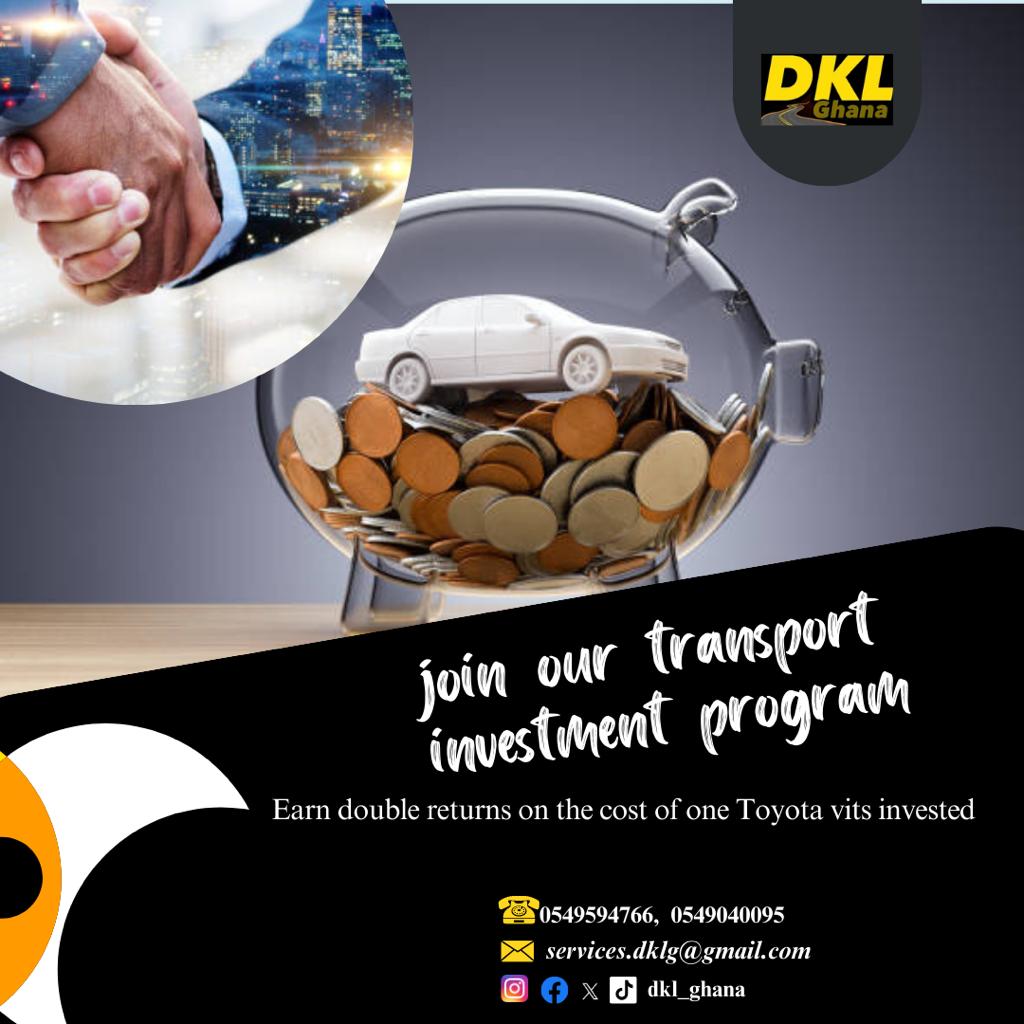 Relax while your money grows when you subscribe to our transport investment program. Receive a 100% return on your investment, passively.
Contact us on
☎️: 054 9594766 or 0549040095. 
Visit us📍: K.Bamfo Business Centre A, 93 Busia Highway Accra
#vehiclehaulage #towing carhauling