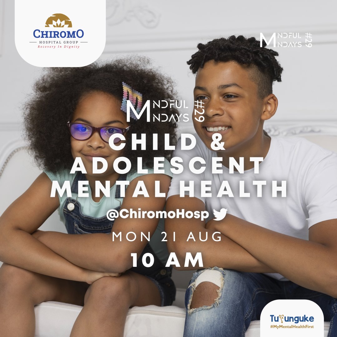 Chiromo Hospital Group (@chiromohospgrp) on Twitter photo 🌟 Get ready to dive into the 29th edition of #MindfulMondays X Chat!
🧠 Spotlight on Child & Adolescent Mental Health 🧒🌱
Time: 10-11 AM EAT
<a href="/CEO_Amber/">Bakashaba Ambrose</a> <a href="/magwanjiru/">maggie wanjiru</a> <a href="/kinyaNGitonga/">Kinya Nina</a> <a href="/winnerwambui/">WAMBUI MUTEGI</a> <a href="/khannafisa07/">nafisa khan</a> <a href="/w_mwangi19/">⭐Wanjiru Mwangi ⭐</a> <a href="/KagayaTracy/">Tracy Kagaya</a> <a href="/pamojawecanke/">Pamoja We Can Initiative</a> <a href="/FrontlineCbo/">Frontline Against Teenage Pregnancy (FATP) CBO</a>
#Tufunguke 🌟 Get ready to dive into the 29th edition of #MindfulMondays X Chat!
🧠 Spotlight on Child & Adolescent Mental Health 🧒🌱
Time: 10-11 AM EAT
<a href="/CEO_Amber/">Bakashaba Ambrose</a> <a href="/magwanjiru/">maggie wanjiru</a> <a href="/kinyaNGitonga/">Kinya Nina</a> <a href="/winnerwambui/">WAMBUI MUTEGI</a> <a href="/khannafisa07/">nafisa khan</a> <a href="/w_mwangi19/">⭐Wanjiru Mwangi ⭐</a> <a href="/KagayaTracy/">Tracy Kagaya</a> <a href="/pamojawecanke/">Pamoja We Can Initiative</a> <a href="/FrontlineCbo/">Frontline Against Teenage Pregnancy (FATP) CBO</a>
#Tufunguke