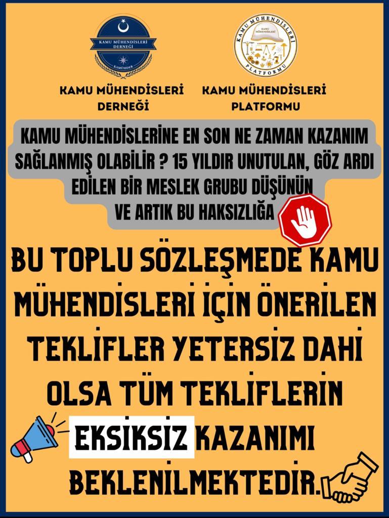 En mağdur meslek grubu Kamu Mühendislerinin özlük hakları “Meslek Kanunu” ile iyileştirilmeli, Toplu Sözleşmedeki tüm maddeler eksiksiz alınmalıdır! #KaMuhendisiMagduriyetineSon
