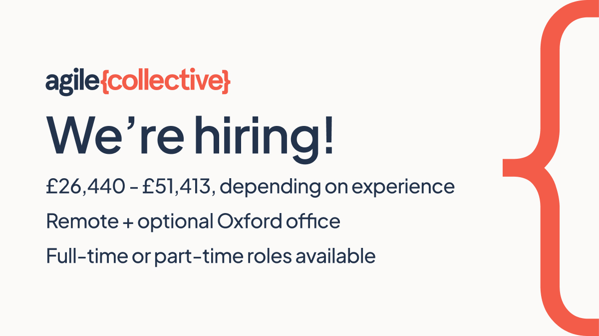 Motivated to work with purpose-driven clients? Thinking about a new job? Interested in joining a cooperative?

We are currently hiring for various roles, which could be filled part-time or full-time. Learn more about the roles, salary, and benefits here: agile.coop/hiring/