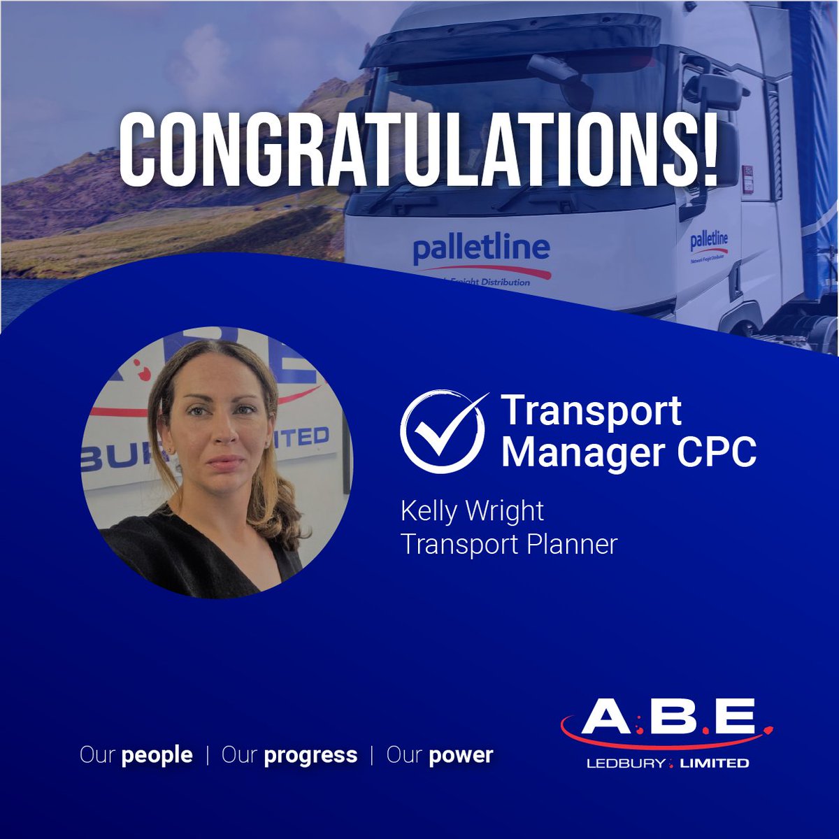 Well done to Kelly Wright - Transport Planner at ABE, for completing her Transport Manager CPC.🏅

#Transport #Logistics #TransportManager