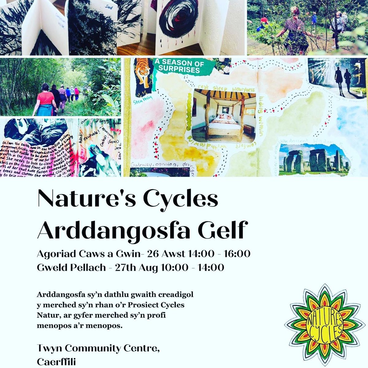 A celebration of the wonderful work created in the Nature’s Cycles Project funded by @TNLComFundWales exploring #perimenopause and #menopause delivered by @SoulCreativeLiz @energymoves4all @Artwithsarah1 Please share @AneurinBevanUHB @CaerphillyCBC @Menopause_Cafe @menomatters