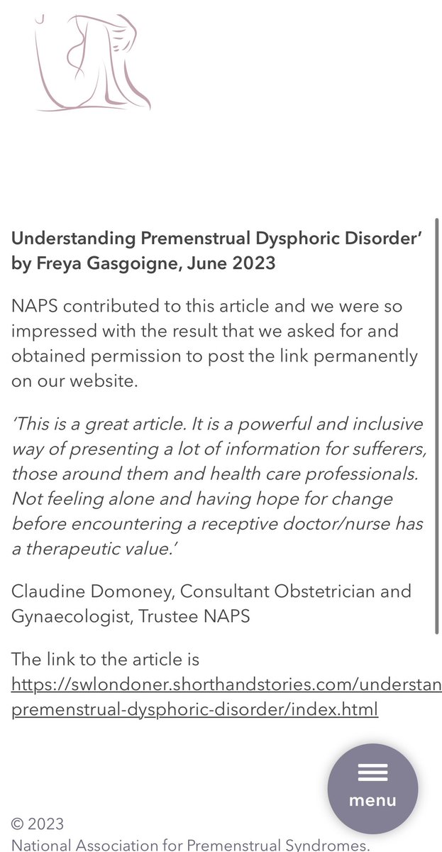 Absolutely delighted that my article on #PMDD has now been added to @naps_pms website as a resource!