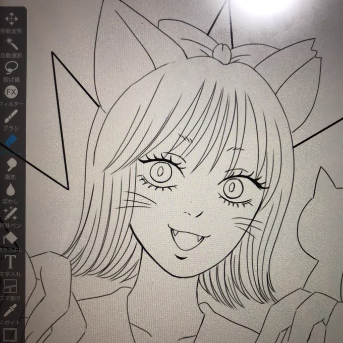 気を取り直して描いてる。
猫耳って初めて描くかも🤔🐈 