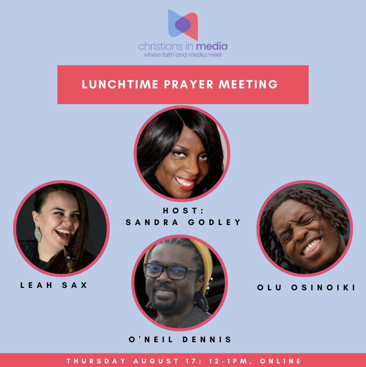 AStepFWD's tweet photo. We are so excited about the Lunchtime Prayer Meeting today with the guys over at Christians in Media @CI_MediaUK 🤩 Our founder Dennis joins host  @SandraGodley1, musician @leahsaxetc and Creative Director Olu Osinoiki 💥 🚀 12noon

FREE so register  >> https://t.co/xorUI85qXB https://t.co/UsZpCyHgNH