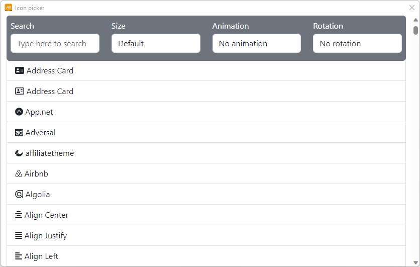 davidesperalta's tweet photo. Try the new Icons Picker dialog of DecSoft App Builder: now we can search icons with natural words and choose optional sizes, animations and rotations.

https://t.co/9cNvV6eJL7 https://t.co/yCIoUS0Yie