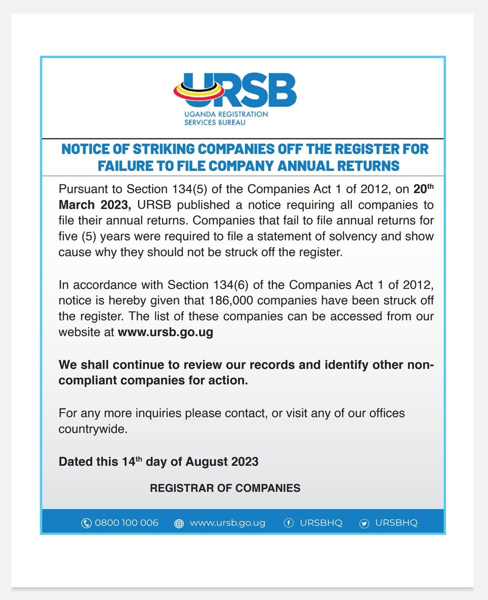 Uganda Registration Services Bureau tweet media