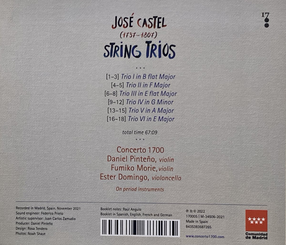 de_noriega's tweet photo. 07/20 #Season2023
#DiscosParaElVerano #DiscsforSummer
📀 "String Trios, José Castel (1737-1807)."
Ensemble "Concerto 1700".
#1700Classics
https://t.co/nTSUmJj26K https://t.co/zrpmRdgAga