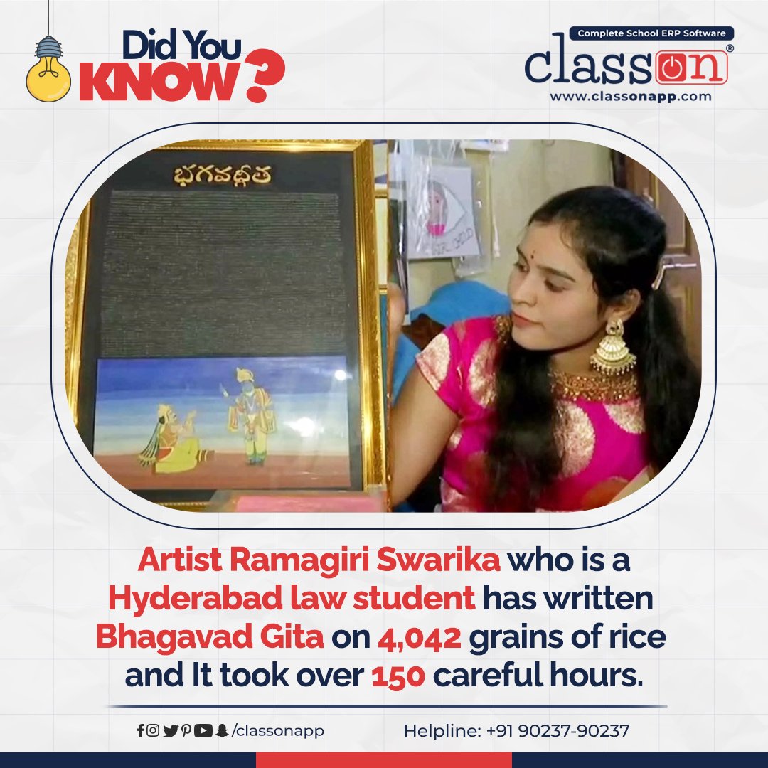 classonapp's tweet photo. Did You Know? π€
#classonapp #didyouknow #interestingfacts #artist #rice #bhagavadgita https://t.co/jOYXTaxYpd