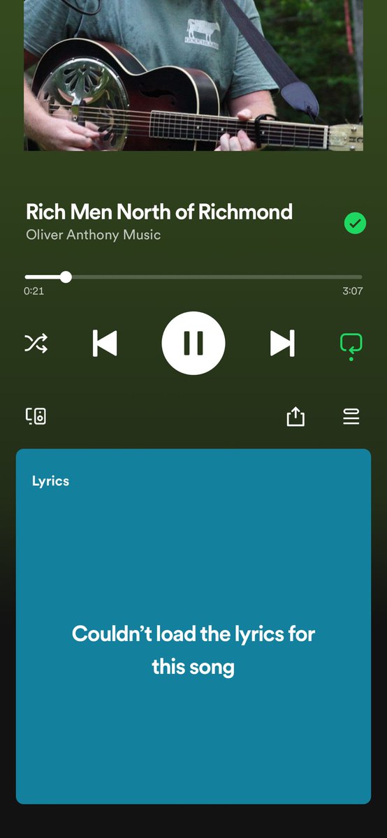 MIPackerFan's tweet photo. @SpotifyUSA weird.. the lyrics were available earlier this week. What changed? https://t.co/T1KkbwhZdw