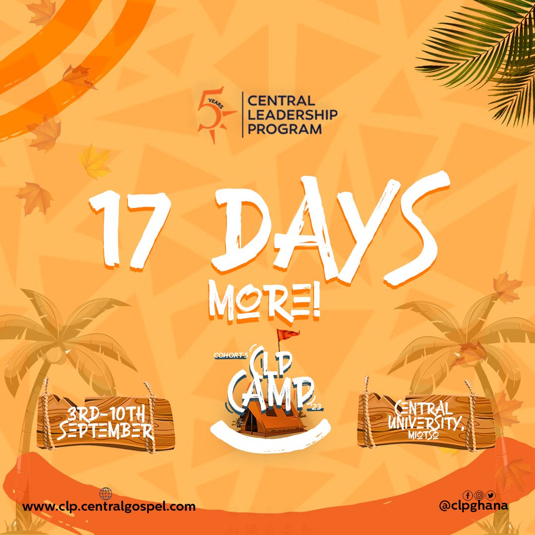 clpghana's tweet image. Still can't wait?🥹 I know that feeling!🎉💫 Keep calm, CLP camp 2023 is 17 days away!💯

#clpat5 #camp #leadership #christcentered #cannotwait #17days #clpcamp2023