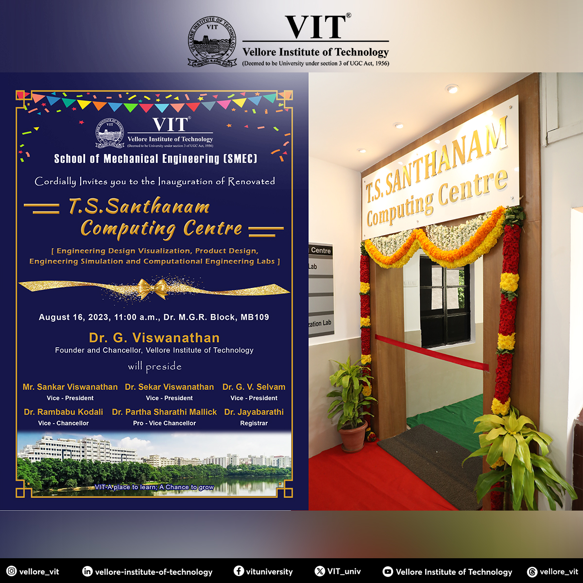 VIT_univ's tweet image. #SMEC School of #VIT inaugurated the renovated &quot;T.S. Santhanam Computing Centre&quot; which will have 4 high-end, Wi-Fi-enabled labs like Engineering Design Visualisation, Product Design, Engineering Simulation, and Computational Engineering.

#ComputingLab #VITInfrastructure