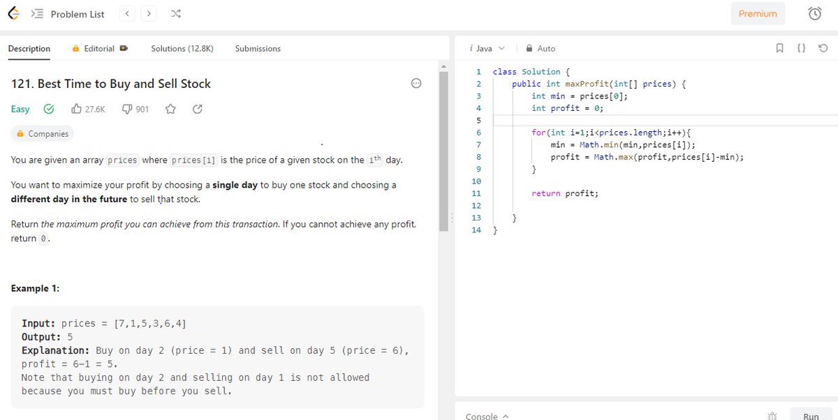 ManiacAlgo's tweet image. #DataStructure #Algorithms #leetcode 🔥Best Time to Buy and Sell Stock #computing #CloudComputing #technology #tech #webdesign #development #computer #backend #NodeJS #Serverless #programming #codinglife #development #dev #developers #programming #JS #optimize #javascript #code