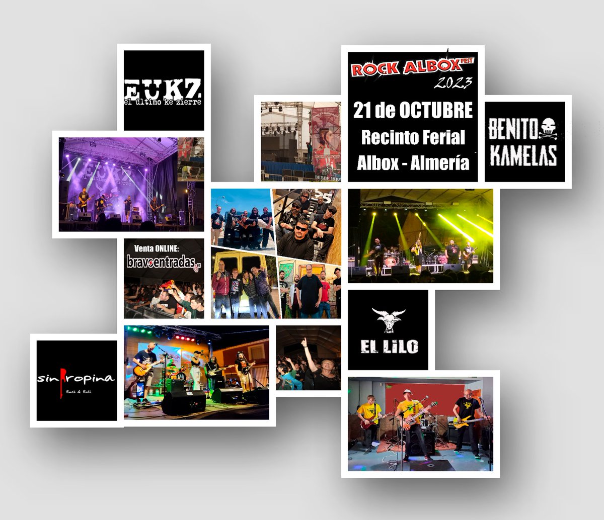 𝓡𝓸𝓬𝓴 𝓐𝓵𝓫𝓸𝔁 𝓕𝓮𝓼𝓽
21 octubre de 2023
Recinto ferial de Albox (Almería)
Entradas anticipadas en:
bravoentradas.es/es/events/38-r…
Acampada libre y Caravanas (Gratis)
Menores de 12 años acceso gratuito (Acompañados por un adulto con entrada)
#38rockalbox #Albox #almeria #festival