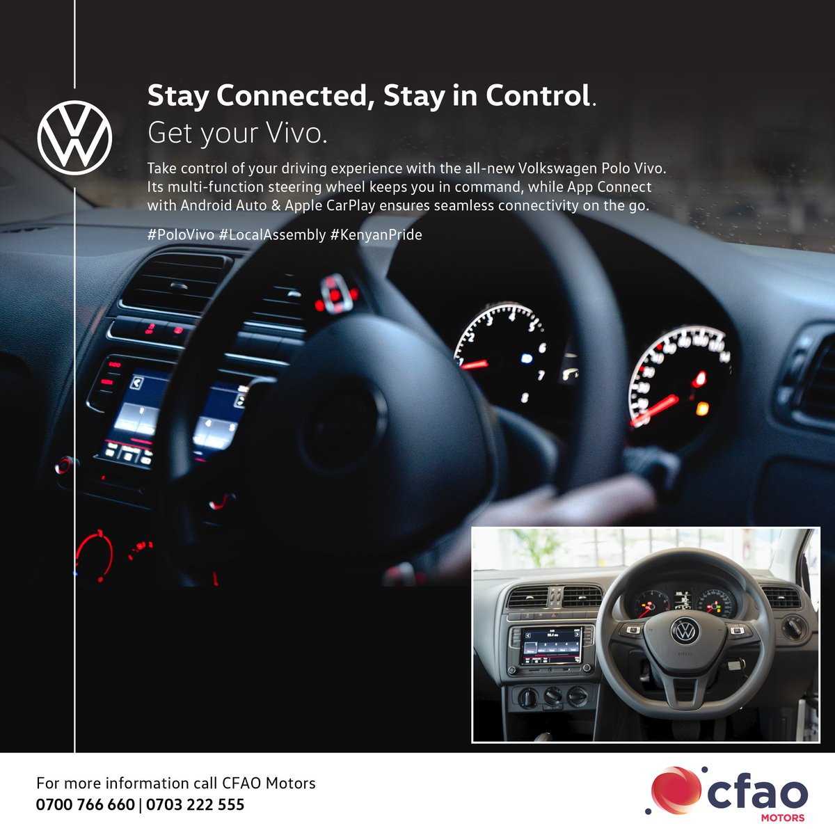 VW_CFAOKE's tweet photo. Take control of your driving experience with the all-new Volkswagen Polo Vivo. #PoloVivo #LocalAssembly #KenyanPride #cfaomotorsdriveskenya https://t.co/lQzZjsDMss