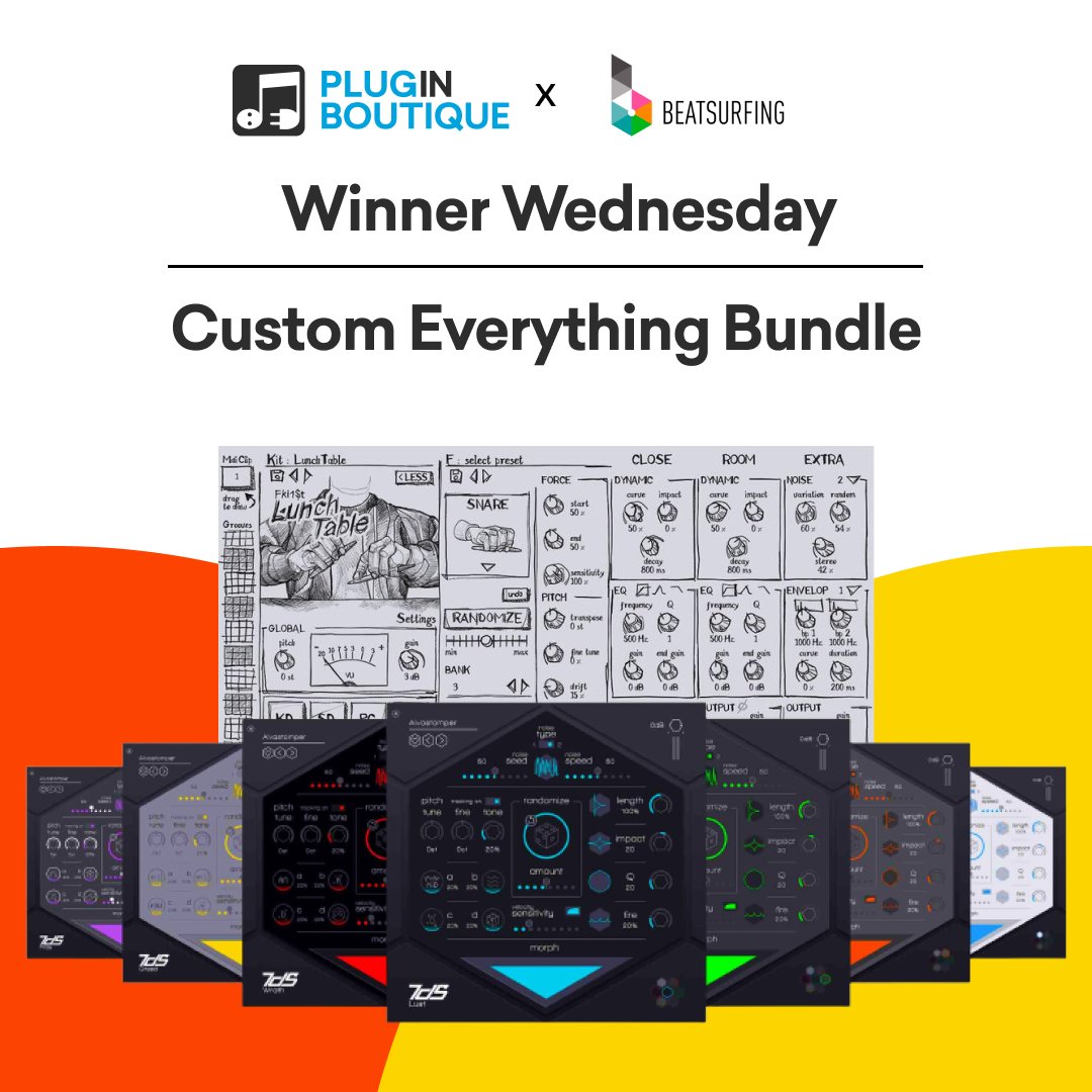 🎉 Giveaway Time 🎉 ​ We have partnered up with @beatsurfing to giveaway a copy of a Custom Everything Bundle! To enter, simply follow us - @PluginBoutique & retweet this tweet! ​ ​ ​The winners will be announced next Wednesday