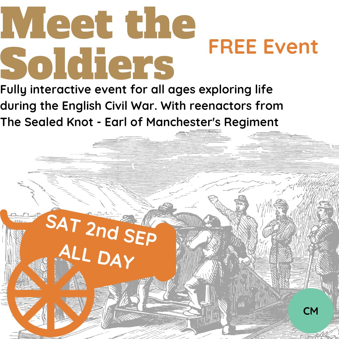 CongletonMuseum's tweet image. END THE SUMMER HOLIDAYS AND BEAT THE BACK TO SCHOOL BLUES WITH A CANON BALL BANG. 

MEET THE SOLDIERS, there will be English Civil War soldiers at the museum bringing to you a fully interactive FREE family-friendly event ALL DAY.

#CongletonMuseum #congleton #thesealedknot