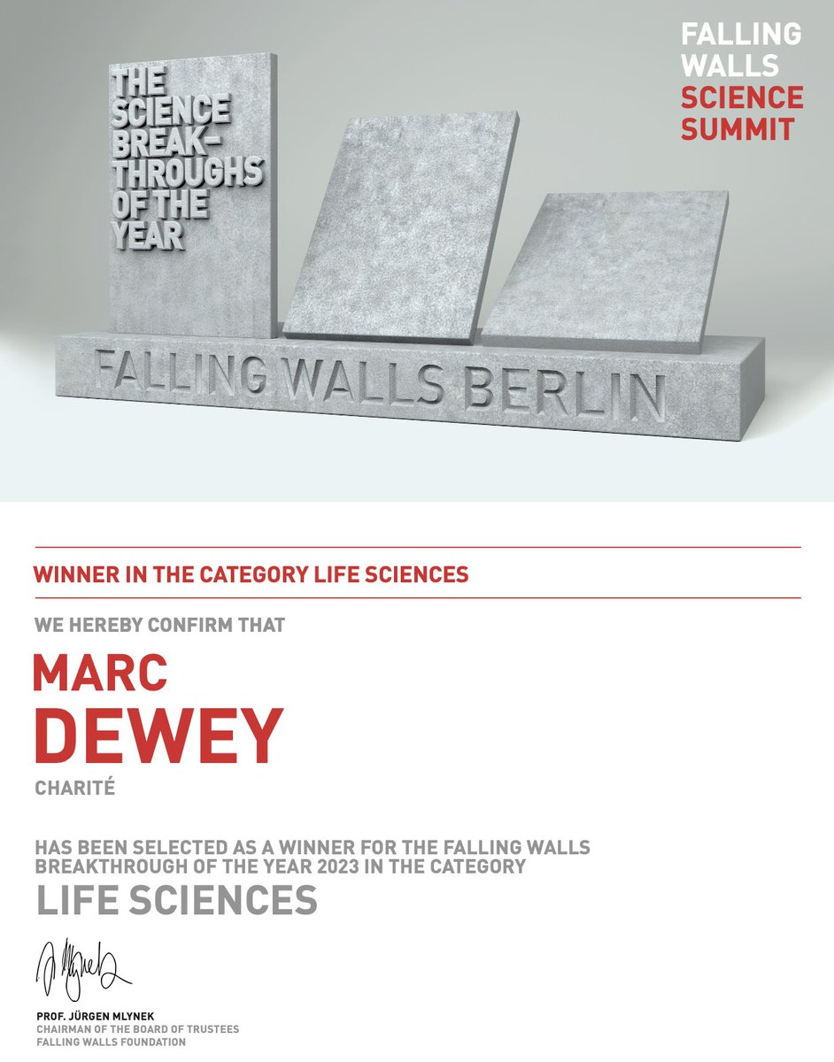 Big congrats to our boss and mentor @ProfDewey!

@Falling_Walls has announced the #GlobalCall23 Winners, and he is honored to be among the 10 outstanding projects competing for the #ScienceBreakthrough of the Year title in the LIFE SCIENCES category.