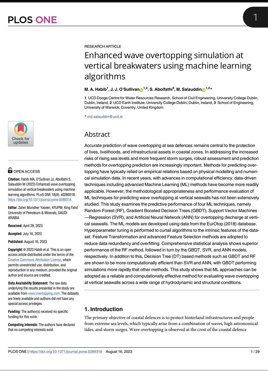 ahabib20's tweet photo. How accurate are AI in predicting #coastalhazards such as #overtopping? To what extent are the results consistent with the physics of overtopping? Is AI really a black-box for prediction tasks?  [Link to our new paper in photo desc.]
@salauddinUCD  @EddyDiff @UCD_CWRR @UCDCivEng https://t.co/pI6Xk5mCQx