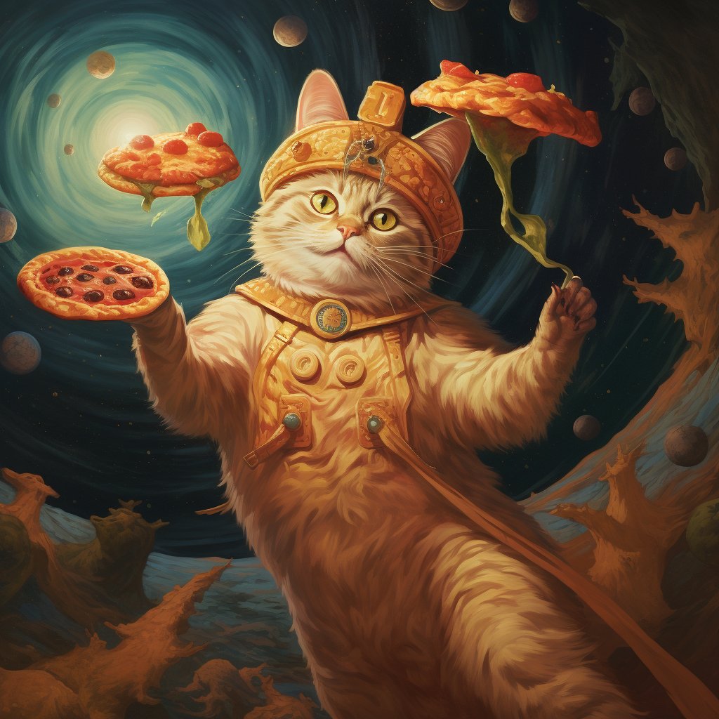 pizzacatnocap's tweet photo. In Pizza Cat's world, 'normal' is just a setting on a dryer. Here, we celebrate the weird and wonderful. Be unapologetically you! πβ€οΈ #UniqueToppings #AIArtworks #Aiartcommunity #AIArt #AIArtworks #AIArtGallery #AIArtist https://t.co/f0YChsJHeZ