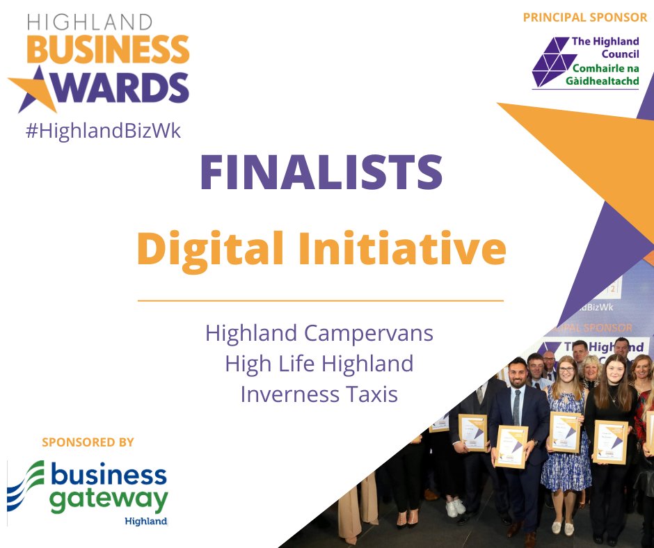 ✨DIGITAL INITIATIVE✨

Congratulations to our finalists!

⭐ Highland Campervans <a href="/HighlandCampers/">Highland Campervans</a>
⭐ High Life Highland <a href="/HLHsocial/">High Life Highland</a>
⭐ Inverness Taxis <a href="/InvernessTaxis/">Inverness Taxis</a>

Sponsored by <a href="/bgateway/">Business Gateway</a>
#InvernessChamber #ICevents #HighlandBizWk