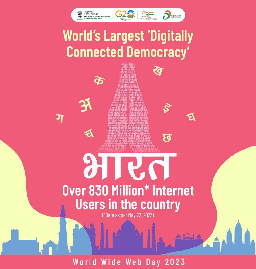 #DigitalIndia has transformed the way people use technology for creating opportunities for growth.
#WorldWideWebDay #IndiaTechade
#Inregistry
Ashwini Vaishnaw
Rajeev Chandrasekhar
Ministry of Electronics & Information Technology, Government of India