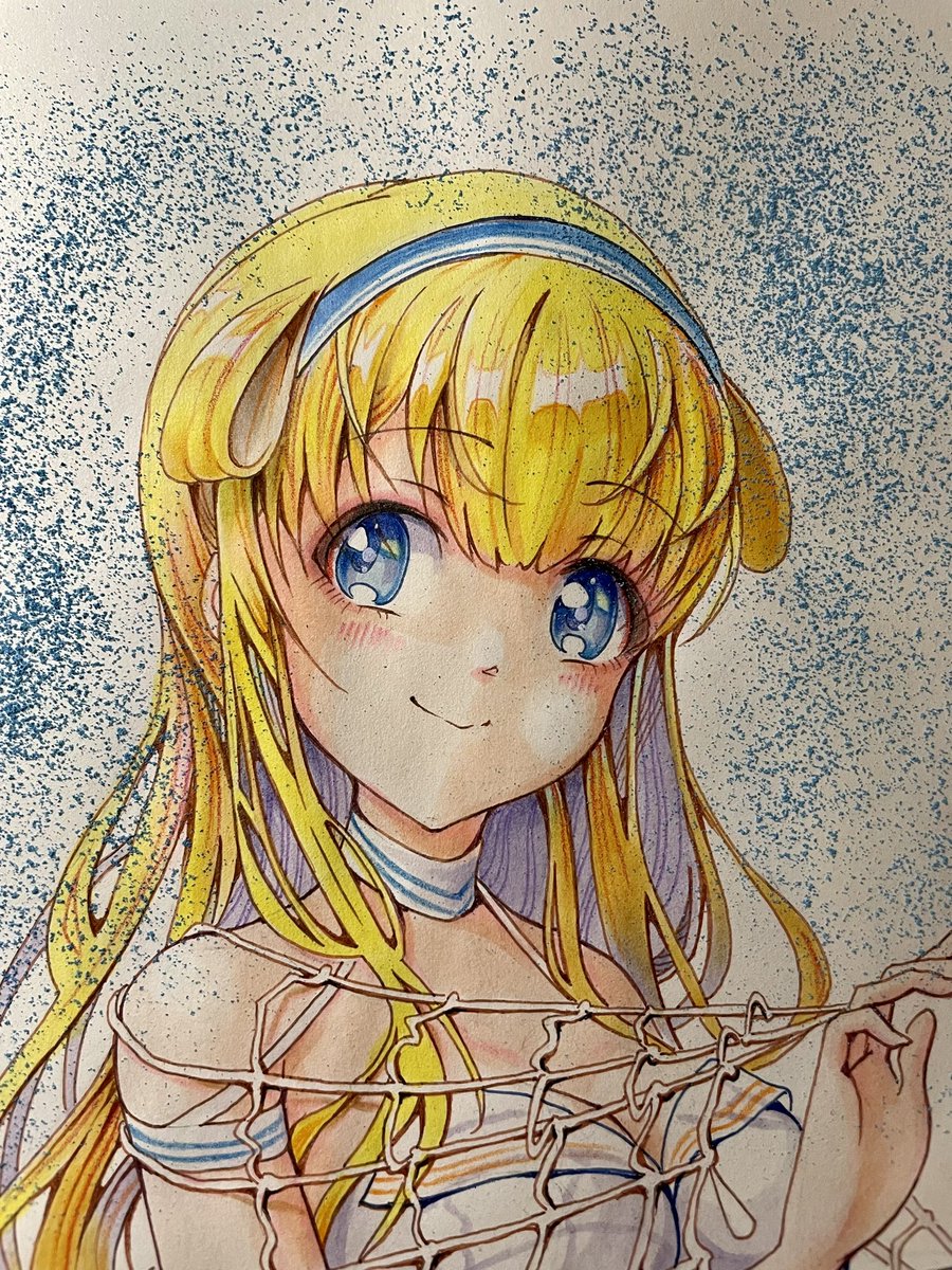 フレッチャー(艦これ) 「パステルで背景を塗りぼかしていきます。 」|おかめのイラスト