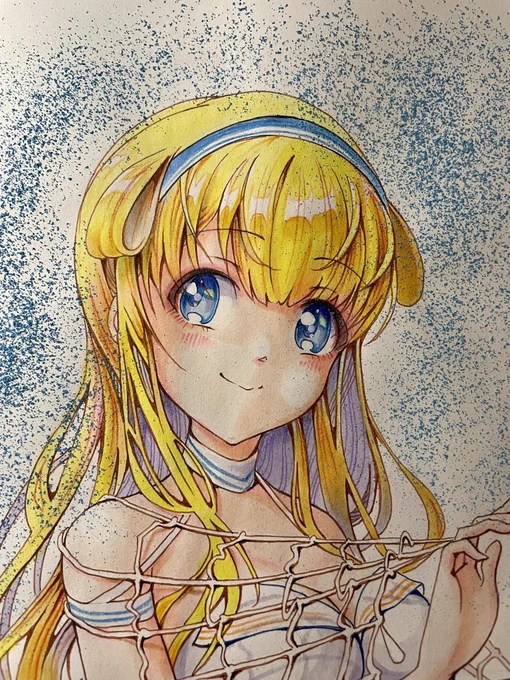 パステルで背景を塗りぼかしていきます。 