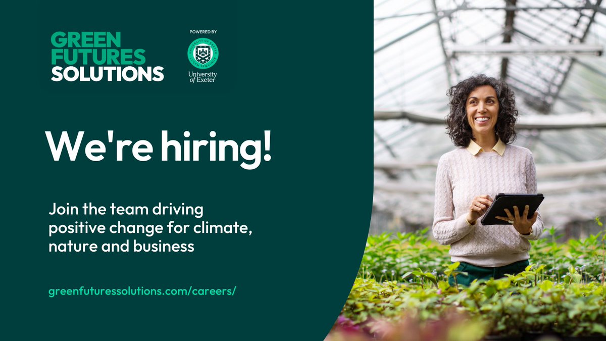 Exeter Innovation (@exe_innovation) on Twitter photo 🌱💼 Join our growing Green Futures Solutions team! We are seeking motivated individuals who want to make a positive environmental impact through our world-leading research.
Various roles available - apply now at greenfuturessolutions.com/careers/.
#hiring #greenjobs #climateaction 🌱💼 Join our growing Green Futures Solutions team! We are seeking motivated individuals who want to make a positive environmental impact through our world-leading research.
Various roles available - apply now at greenfuturessolutions.com/careers/.
#hiring #greenjobs #climateaction