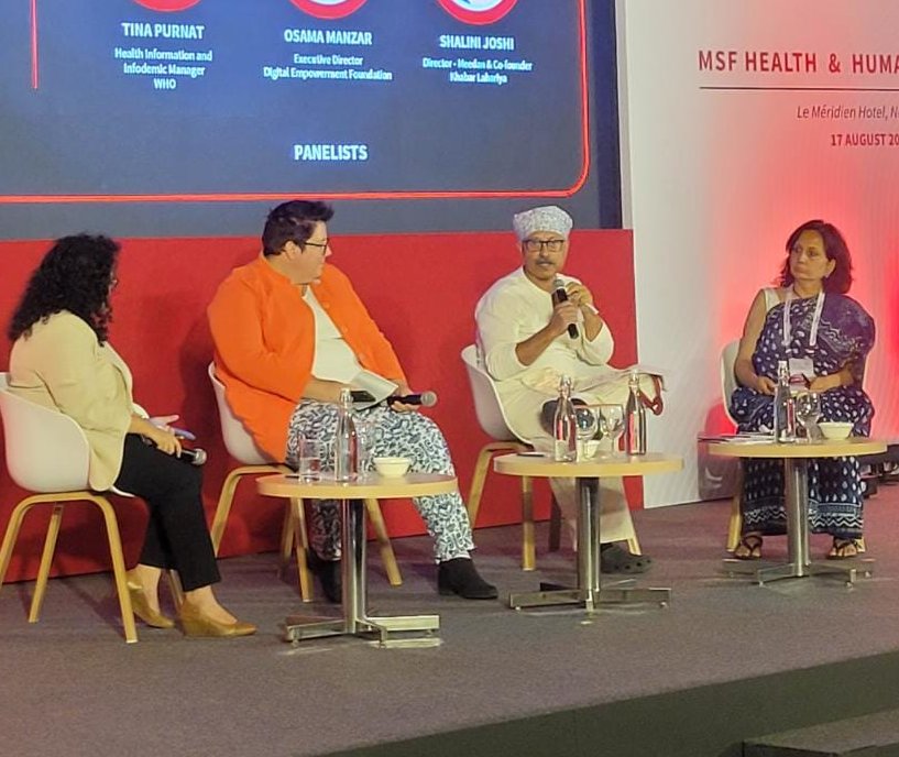 MSF_SouthAsia's tweet photo. "It does not require a PhD degree to become a fact-checker. It should be a part of every mobile ownership. We need to implement these trainings right away," @OsamaManzar elucidates why #facchecking is a crucial weapon against #misinformation. #Hsummit https://t.co/qJEciKnMo7