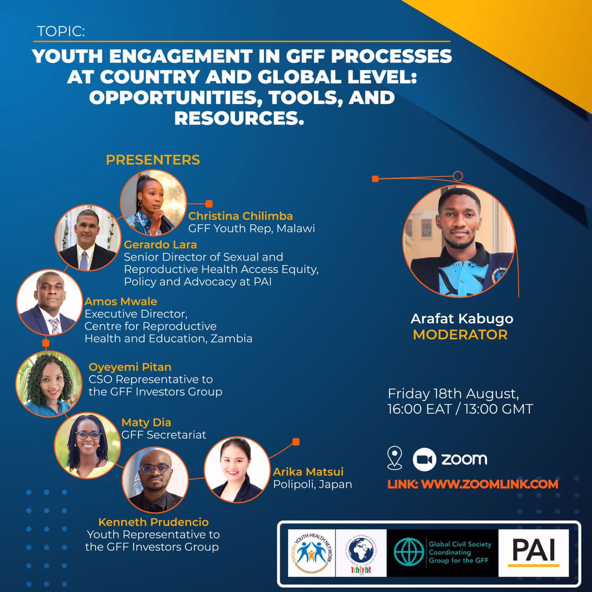 The link is finally here; please join us for this great discussion Join Zoom Meeting us06web.zoom.us/j/83785946942?…
Meeting ID: 837 8594 6942
Passcode: 315828
Thanks to <a href="/pai_org/">PAI</a> <a href="/theGFF/">The GFF</a> <a href="/CSCGforGFF/">Civil Society Coordinating Group for the GFF</a> <a href="/WBG_Health/">World Bank Health</a> <a href="/Matywd/">Maty Dia Wandeler</a> <a href="/arikamatsui/">🗳️松井亜里香|キャピトルシンクCEO(政策広報)📢</a> <a href="/KennethPrudenc2/">Kenneth Prudencio</a>