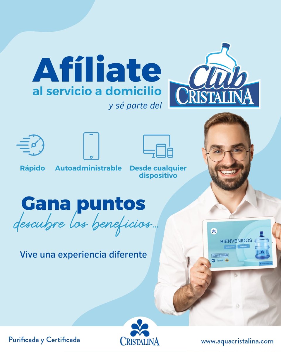 #Cristalina te invita a formar parte de nuestro Programa de Lealtad exclusivo para clientes con servicio a domicilio.

Afíliate y recibe beneficios:
✅ Gana puntos con tus compras
✅ Paga tus nuevos pedidos con puntos
✅ Recibe puntos por cumpleaños