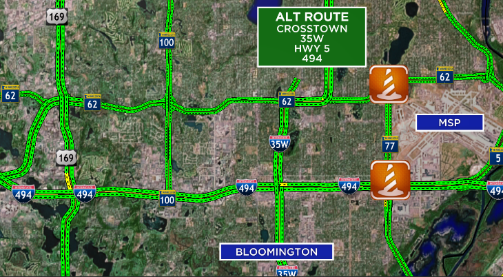 kstptraffic's tweet photo. WEEKEND CLOSURE - Cedar Ave. SOUTHBOUND will close from Crosstown to 494 from Friday 10 PM - Saturday 10 PM. 

The NORTHBOUND direction will close from 494 to Crosstown Saturday 10 PM- Sunday 10 PM.

Alternate routes include:
-Crosstown
-35W
-Hwy 5
-I-494

#MNtraffic https://t.co/PIXQteGhay