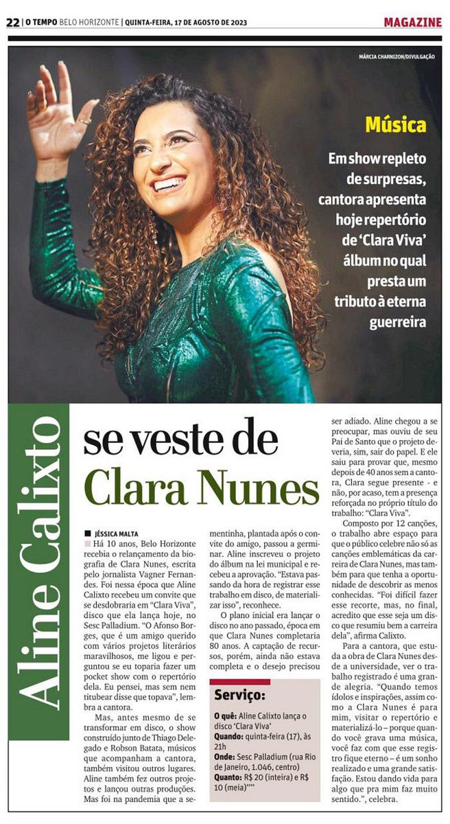 prabebel's tweet photo. @aline_calixto 
com @jessicamaltac 
no @otempo 🔊 Hoje tem show de lançamento de #ClaraViva 
com lotação esgotada no @sescpalladium 

https://t.co/UaUhrU7riZ

#AlineCalixto
#ClaraNunes https://t.co/iBemoM0iuk