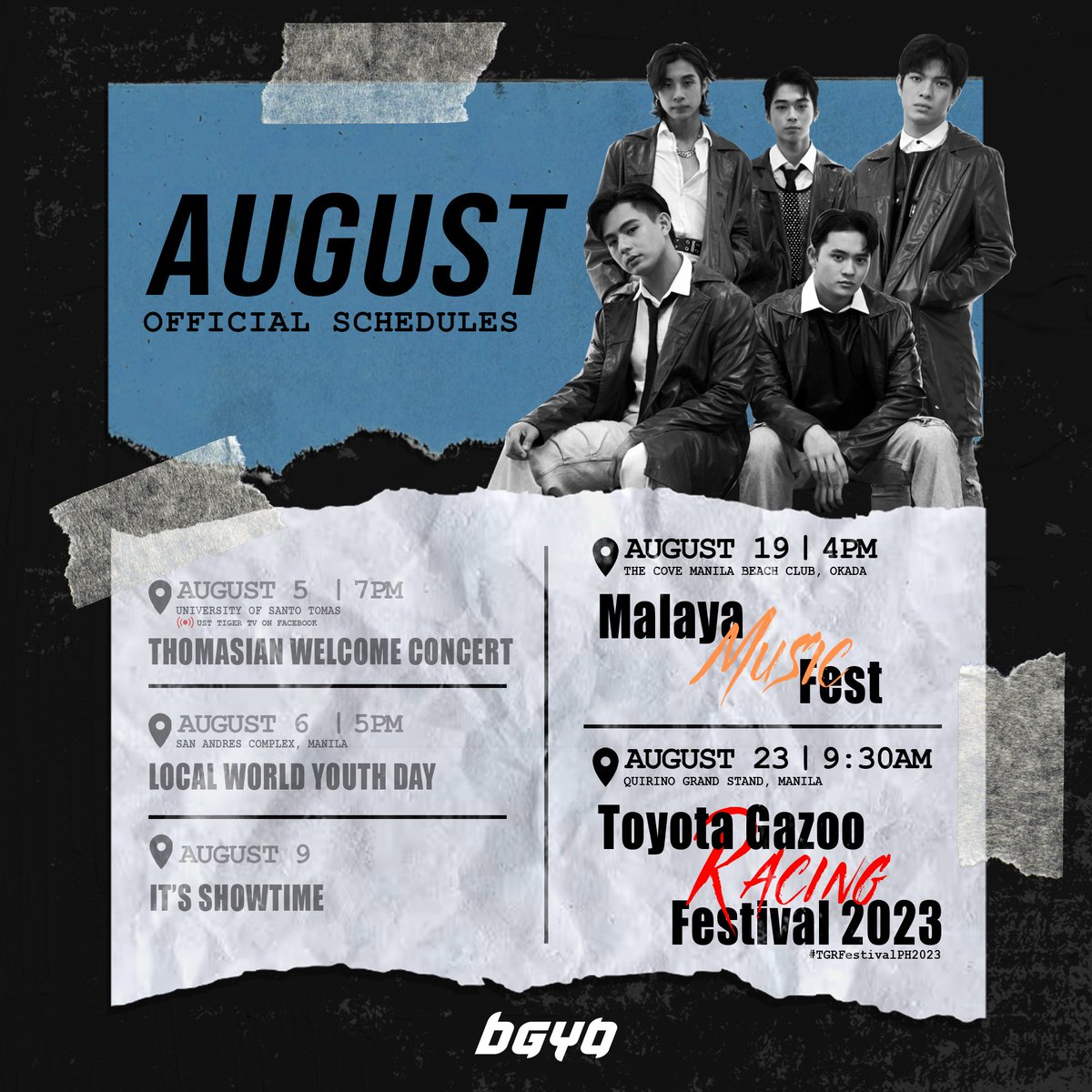 #BGYO | ACEs, we're excited to see you sa Malaya Music Festival at OKADA! ♠️

But wait, there's more! Magkita-kita rin tayo this Aug. 23 at #TGRFestivalPH2023! 😊

#BGYO_Augusting