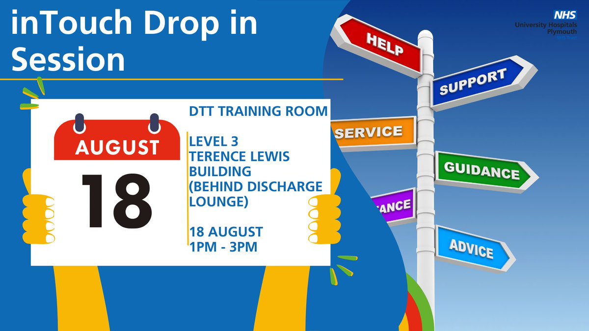 UHP_IMT's tweet photo. Tomorrow, 18th Aug, the Digital Transformation Training Team are hosting a drop in session for inTouch. 

From 1- 3pm in the DTT training room (level 3) so make sure to drop in if you need help, support or guidance with the clinical systems shown. 👋

@UHP_NHS @JocGee @eoinB86 https://t.co/XzXTE1tOz9