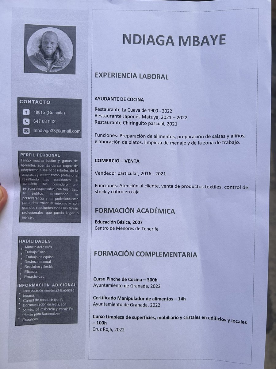 Javi_lamb's tweet photo. X (a.k.a. Twitter) haz tu magia. Este chico es originario de Senegal, pero tiene nacionalidad española y busca trabajo en Granada. Lo hemos ayudado varias veces, pero busca trabajo. Tiene toda su documentación en regla, ganas e ilusión por trabajar. Comparte, por favor. https://t.co/1XKuX5V8UB