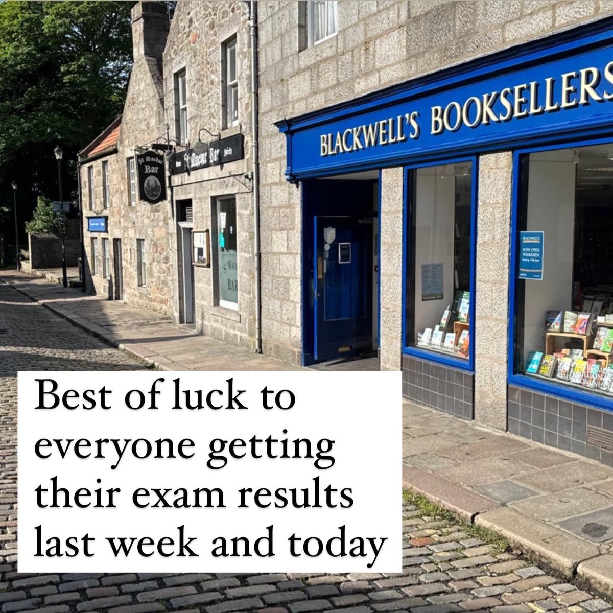 BlackwellsAbdn's tweet photo. Best of luck to everyone getting their result today in England. Same goes to our Scottish students who got their results last week. 

Can’t wait to welcome you all to campus in September. https://t.co/nFmDKLrA9J
