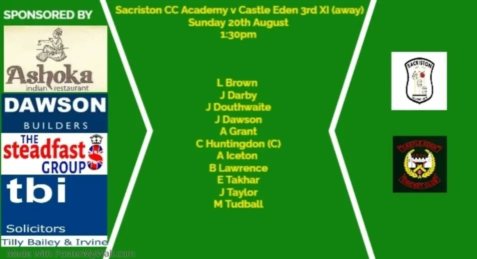 CECC_official's tweet photo. Team news! Last game of the season for our 3rd XI in a top of the table clash &amp; there's only 5 points in it. Also some players coming out of retirement for the David White Memorial game at Blackhall this weekend #ute 🏏 @nepl @WhitburnCC @SeahamParkCC @SacristonCCC @BlackhallCC https://t.co/N6Nbl5oTnO