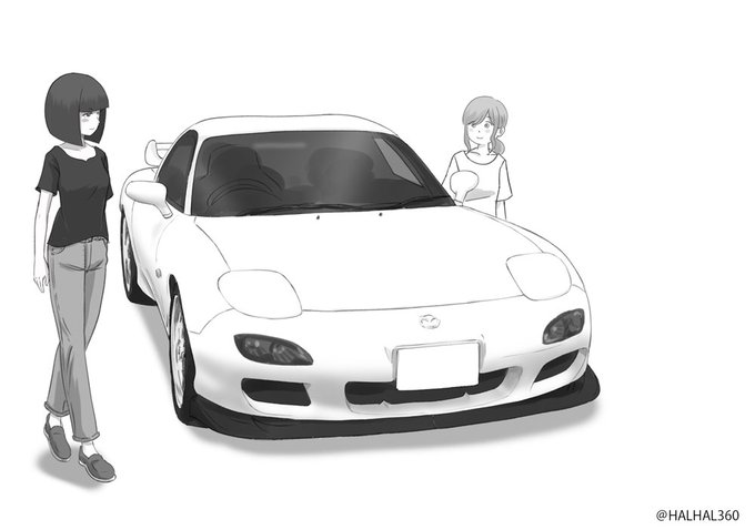 過去作再掲載※車はトレス・人物と車の位置関係を練習 