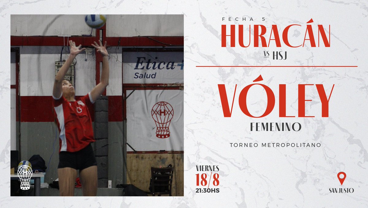 #Huracán 🎈 #Vóley

🏐 Este viernes 18/8, la Primera del Femenino del Globo se enfrentará a #HSJ desde las 21.30 por la #Fecha5 de la Zona Ascenso de la Segunda División del Torneo Metropolitano, en San Justo