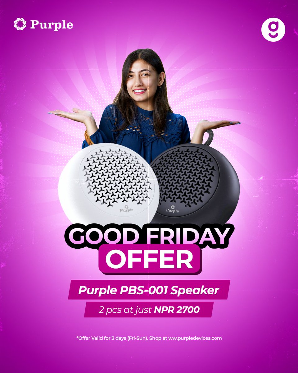 Two Bluetooth speakers at Rs.2,700!! 😱😱
*Offer Valid for 3 Days (18-20 August 2023)
Read More: bit.ly/purple-offer

 #purple #purpledevices #Bluetooth #bluetoothspeaker #offers #GadgetsInNepal #nepal #latest