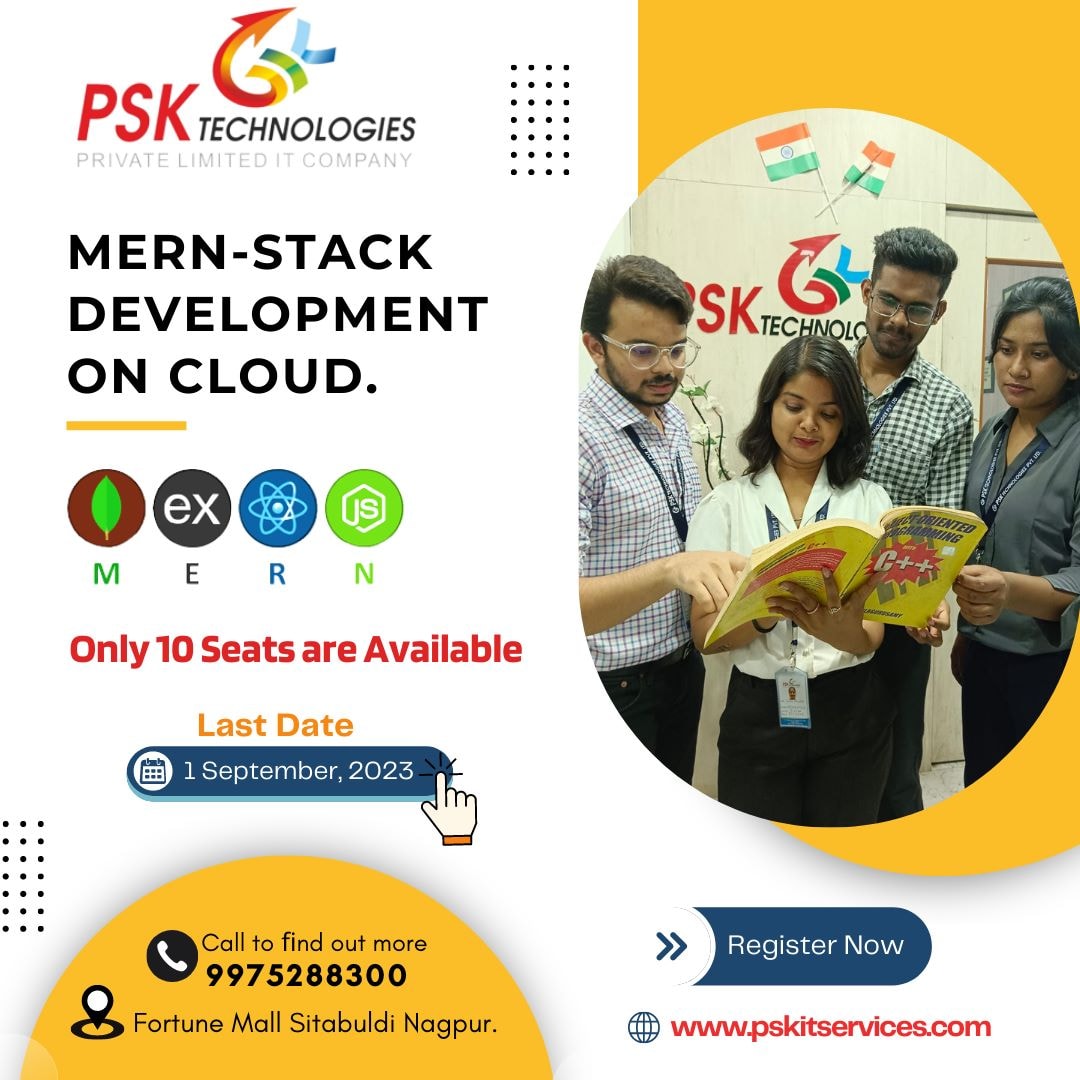 Up Skill Your Career in MERN-STACK Development on Cloud
👇
With 100% Job

Find us on Google

📲 Kindly Do Share
bit.ly/3OwlKSq

#psktechnologies #pskitservices #webdevelopment #graphicdesign #AWS #cprogramming #html #webdesign #itcompany #nagpur #css #ComputerScience